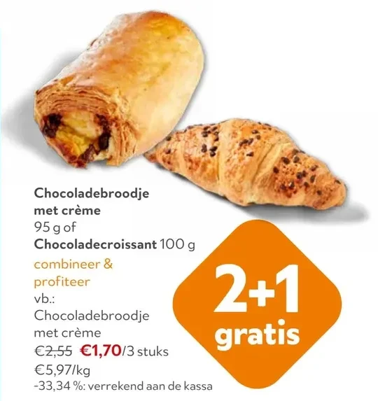 Chocoladebroodje met crème