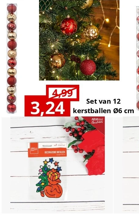 Set van 12 kerstballen Ø6 cm