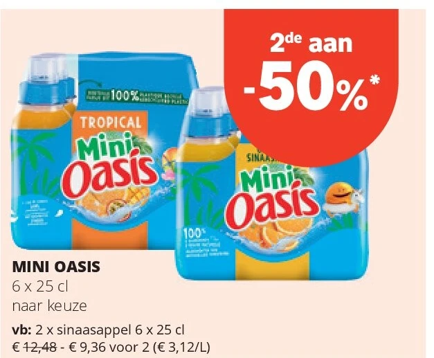 MINI OASIS sinaasappel 6 x 25 cl