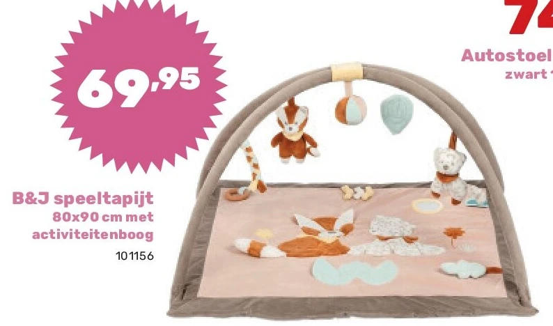 B&J speeltapijt 80x90 cm met activiteitenboog