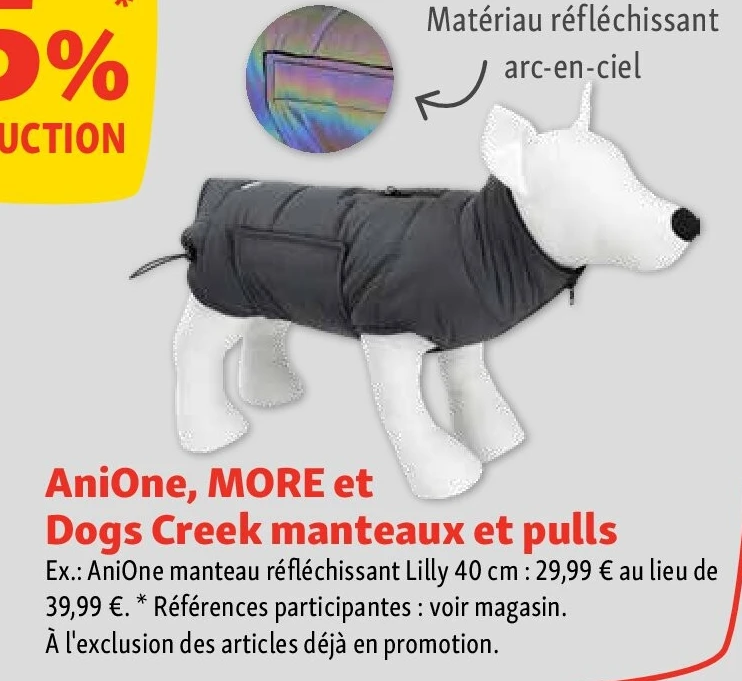 AniOne, MORE et Dogs Creek manteaux et pulls