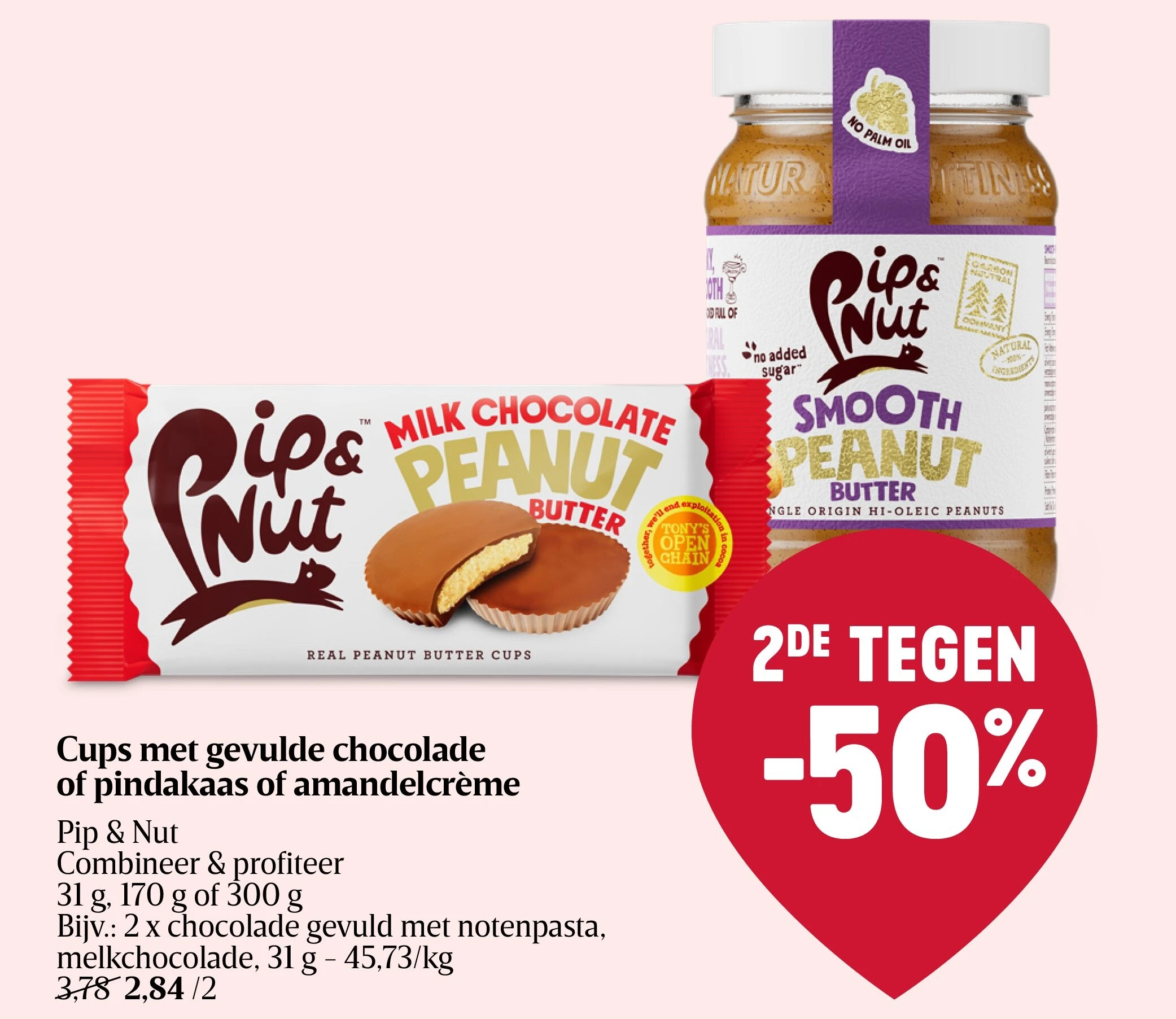 Cups met gevulde chocolade of pindakaas of amandelcrème