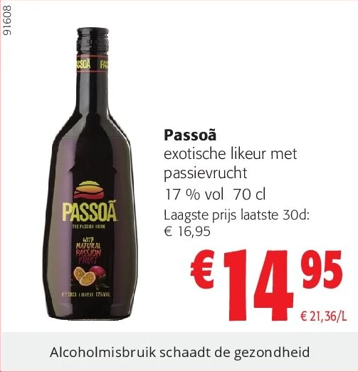 Passoã exotische likeur met passievrucht 17 % vol 70 cl