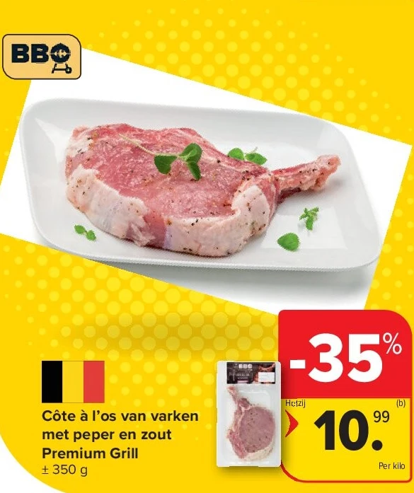 Côte à l’os van varken met peper en zout Premium Grill