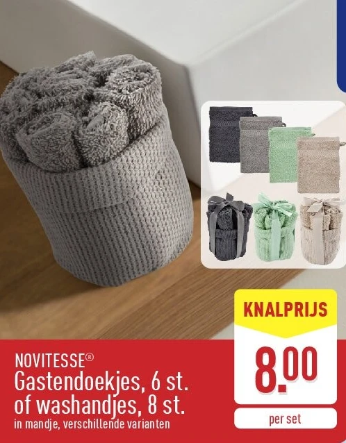 Gastendoekjes, 6st. of washandjes, 8st.