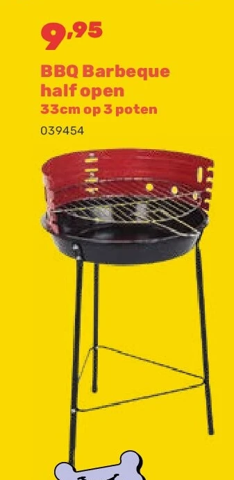 BBQ Barbeque half open 33cm op 3 poten
