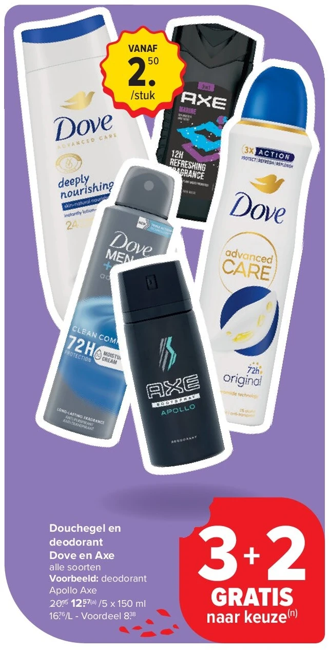 Douchegel en deodorant Dove en Axe