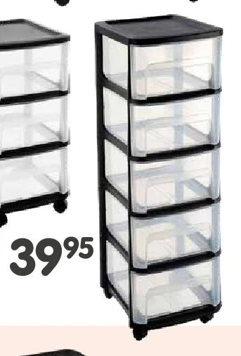 Opbergbox City op wielen 5 laden zwart 32x37x97