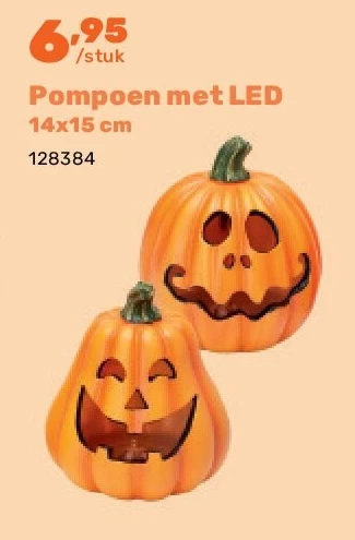 Pompoen met LED 14x15 cm