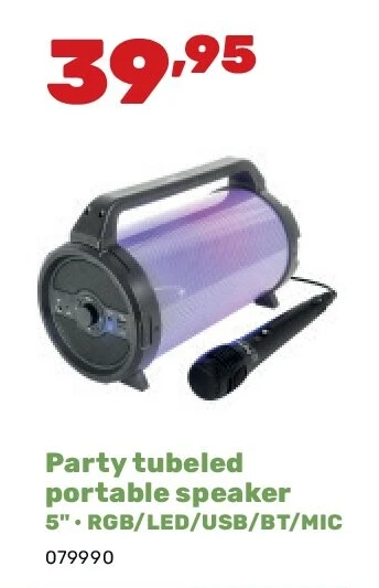 Party tubeled portable speaker 5" • RGB/LED/USB/BT/MIC