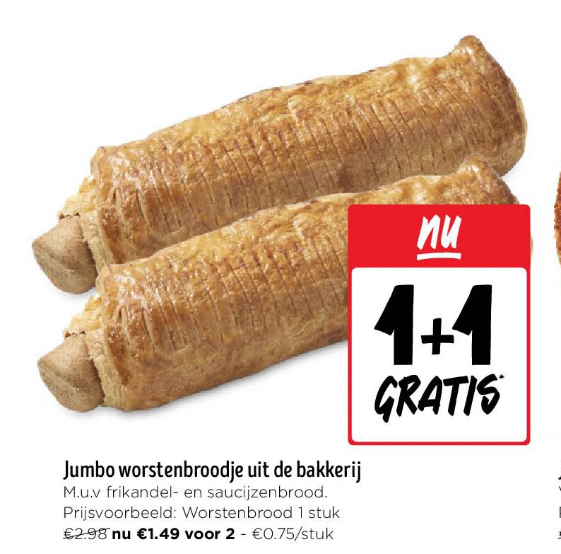 Jumbo worstenbroodje uit de bakkerij