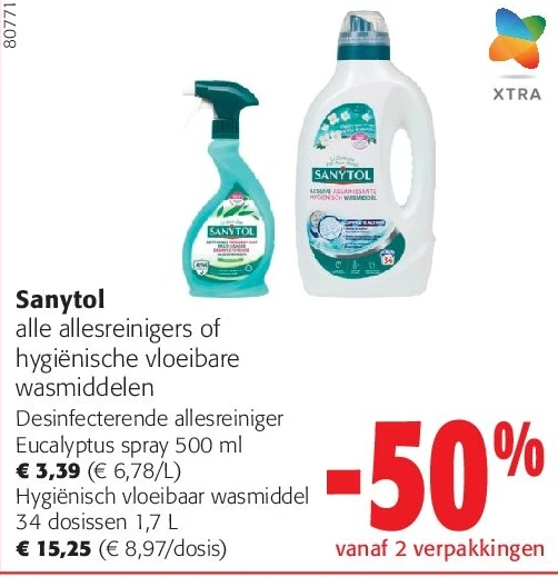 Sanytol Hygiënisch vloeibaar wasmiddel 34 dosissen 1,7 L