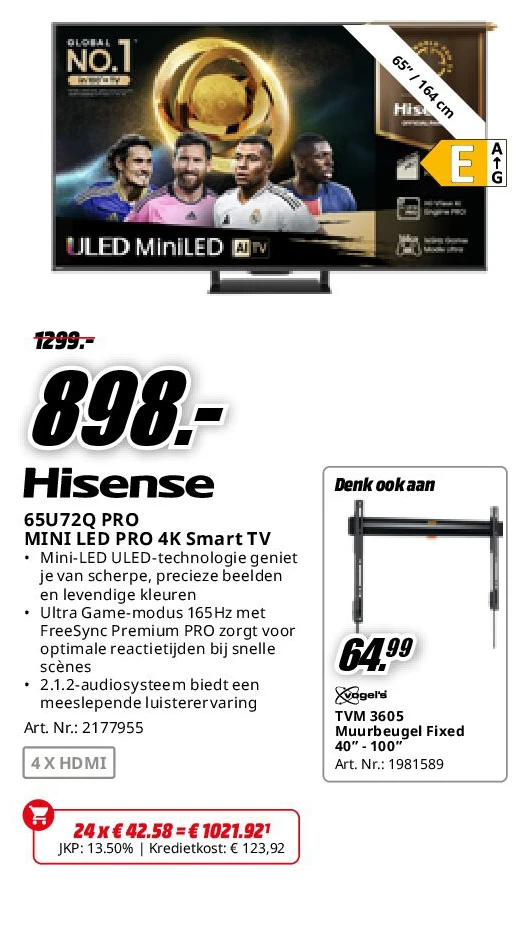 Hisense 65U72Q PRO MINI LED PRO 4K Smart TV
