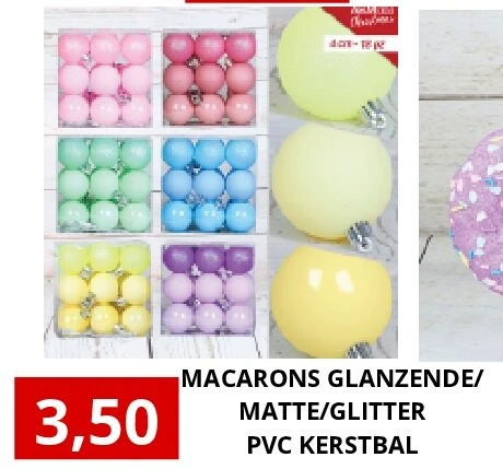 MACARONS GLANZENDE/ MATTE/GLITTER PVC KERSTBAL
