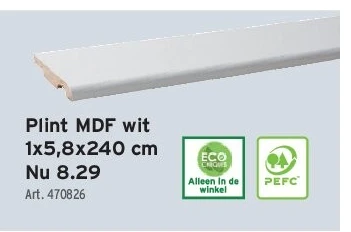 Plint MDF wit 1x5,8x240 cm