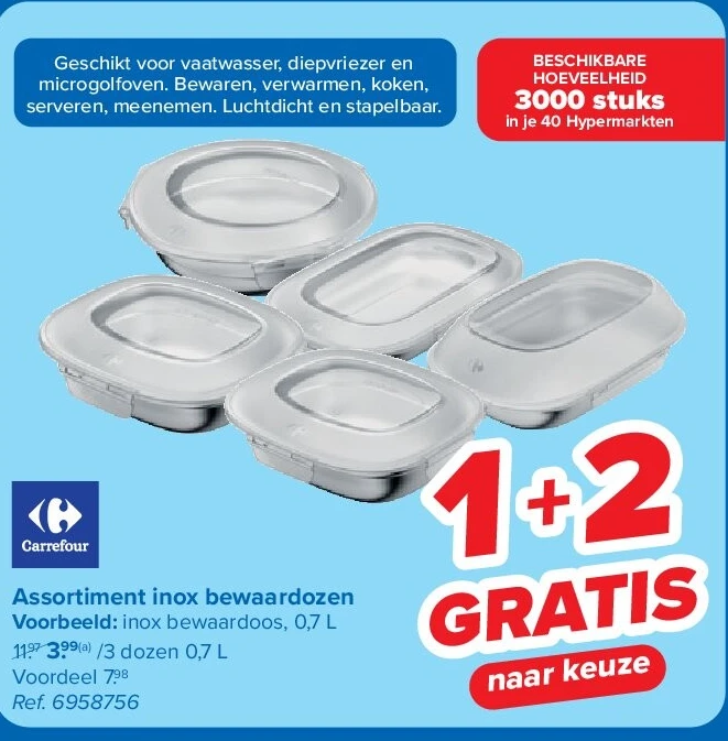 Assortiment inox bewaardozen