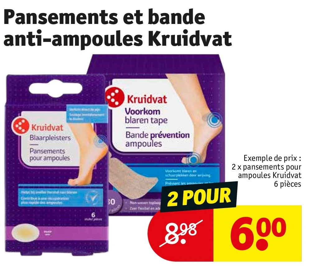 Pansements et bande anti-ampoules Kruidvat