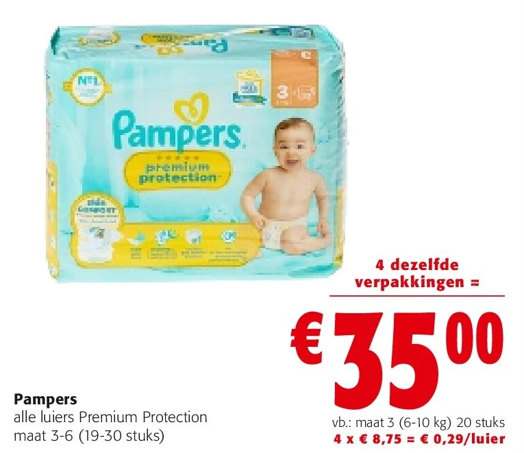 Pampers alle luiers Premium Protection maat 3-6 (19-30 stuks)