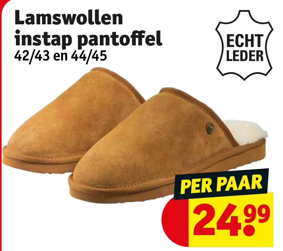 Lamswollen instap pantoffel