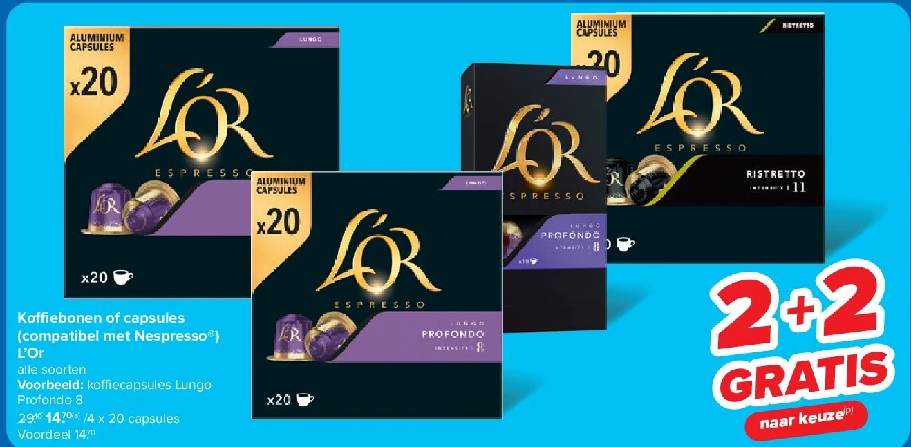 Koffiebonen of capsules (compatibel met Nespresso®) L’Or