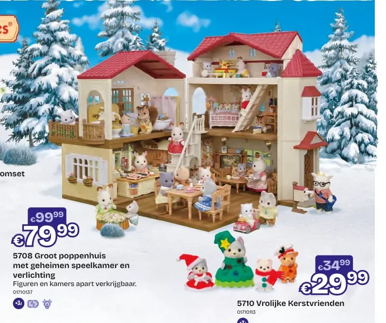 5708 Groot poppenhuis met geheimen speelkamer en verlichting