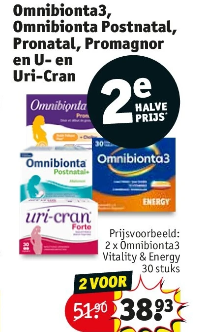 Omnibionta3, Omnibionta Postnatal, Pronatal, Promagnor en U- en Uri-Cran