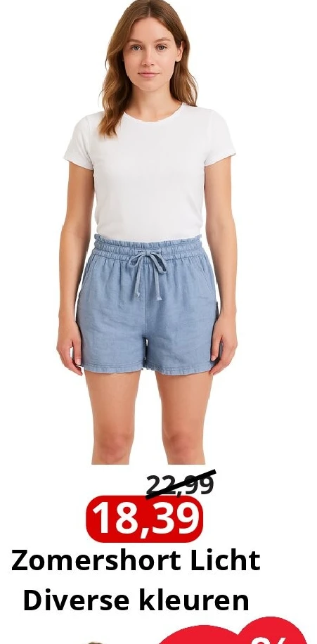Zomershort Licht Diverse kleuren