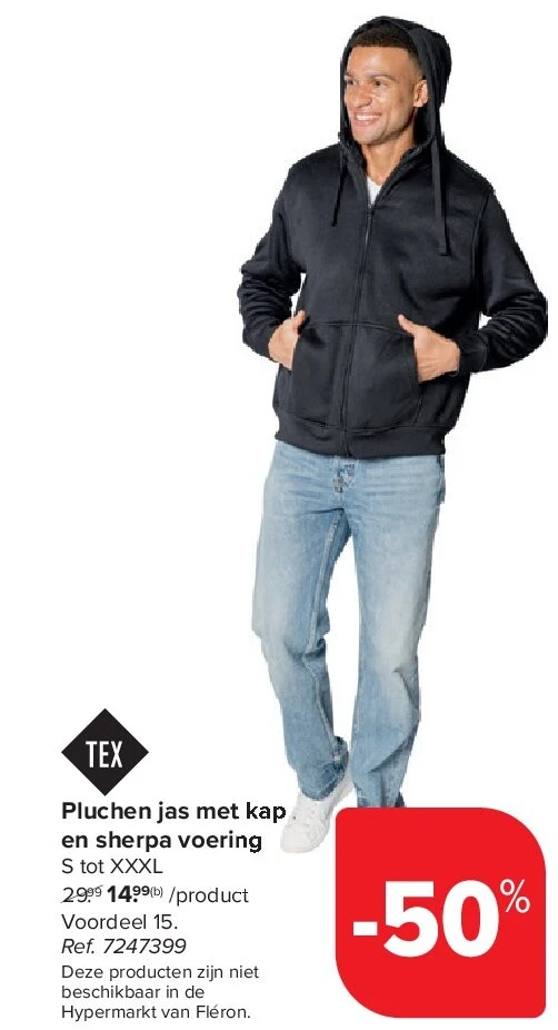 Pluchen jas met kap en sherpa voering