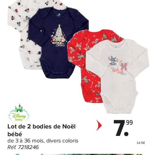 Lot de 2 bodies de Noël bébé