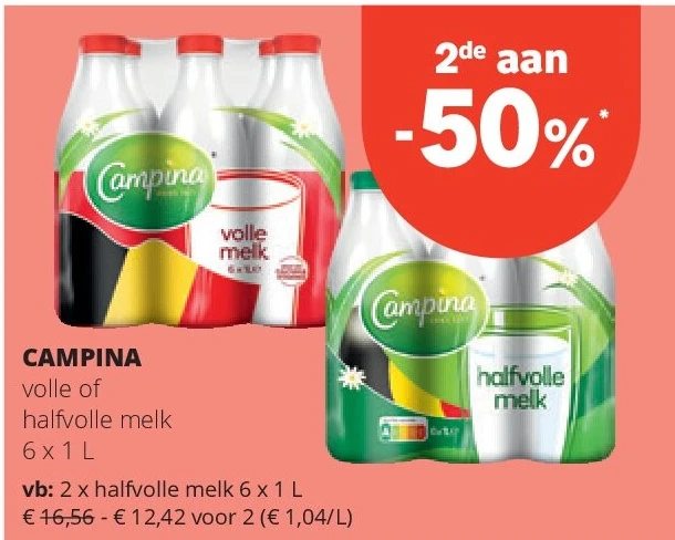 CAMPINA halfvolle melk 6 x 1 L