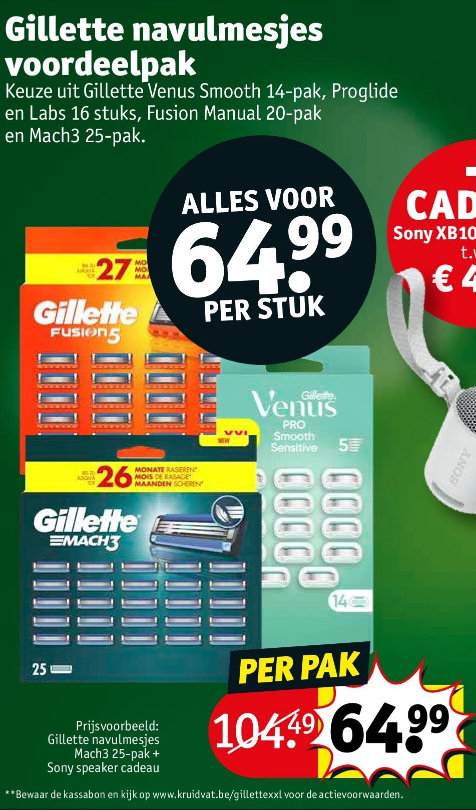 Gillette navulmesjes Mach3 25-pak + Sony speaker cadeau