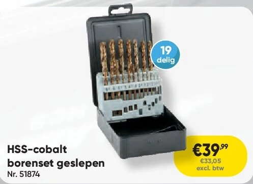 HSS-cobalt borenset geslepen
