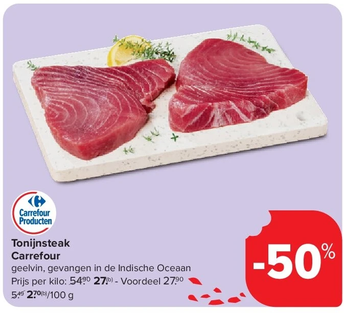 Tonijnsteak Carrefour