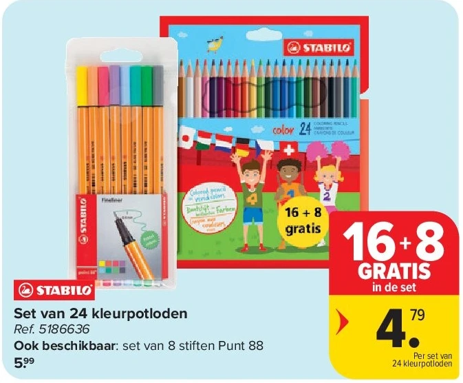 Set van 24 kleurpotloden
