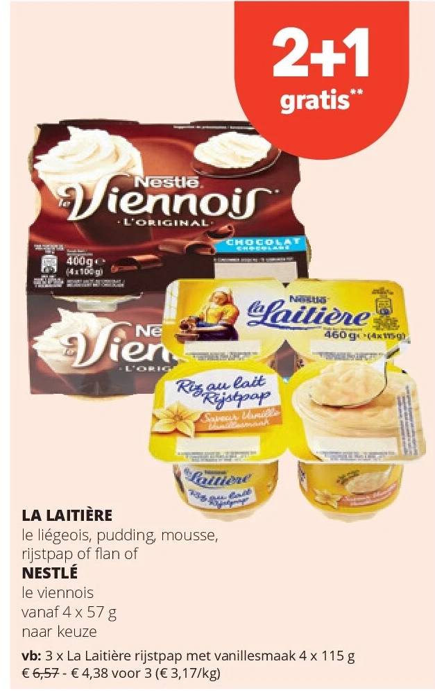 La Laitière rijstpap met vanillesmaak 4 x 115 g