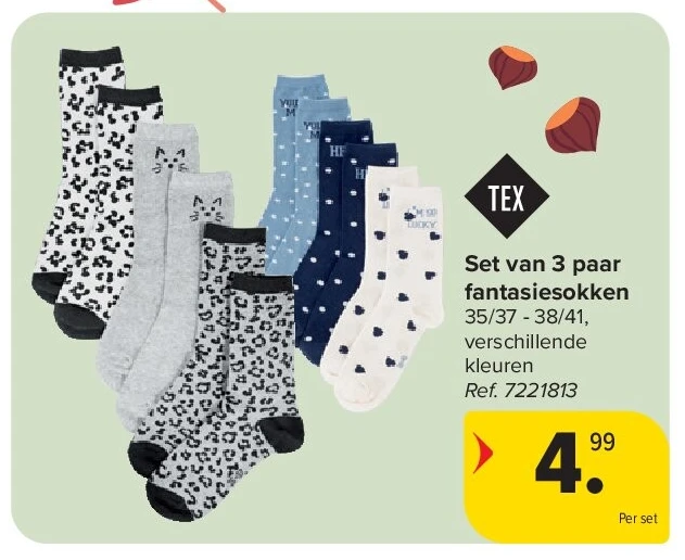 Set van 3 paar fantasiesokken