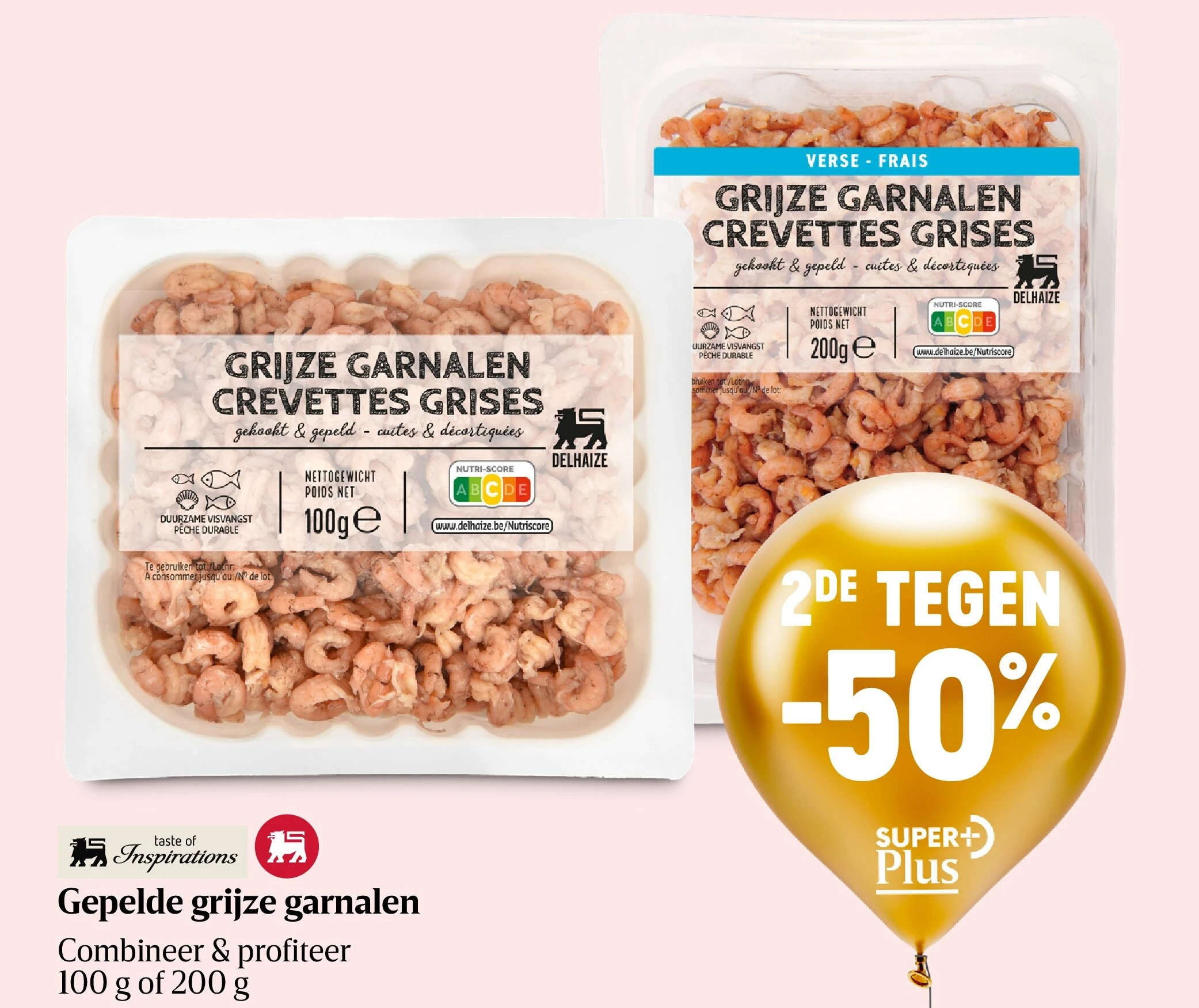 Gepelde grijze garnalen