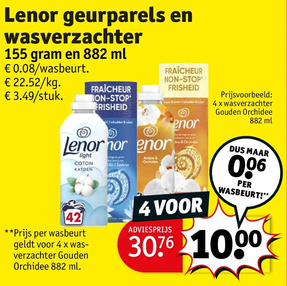 Lenor geurparels en wasverzachter
