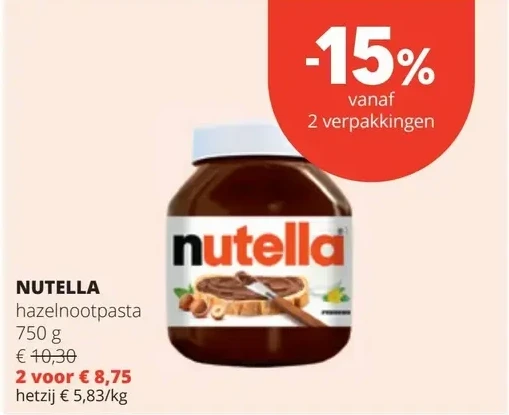 NUTELLA hazelnootpasta 750 g