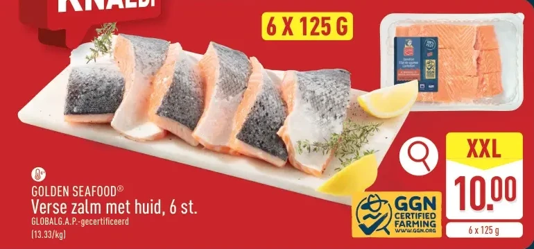 Verse zalm met huid, 6 st.