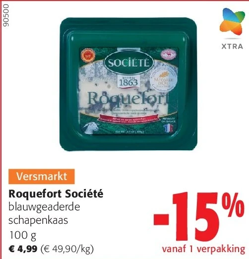 Roquefort Société blauwgeaderde schapenkaas 100 g