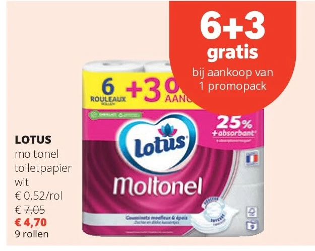 LOTUS moltonel toiletpapier wit