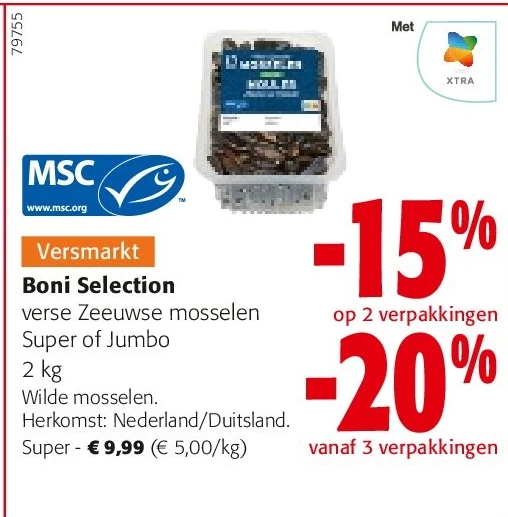 Boni Selection verse Zeeuwse mosselen Super of Jumbo 2 kg