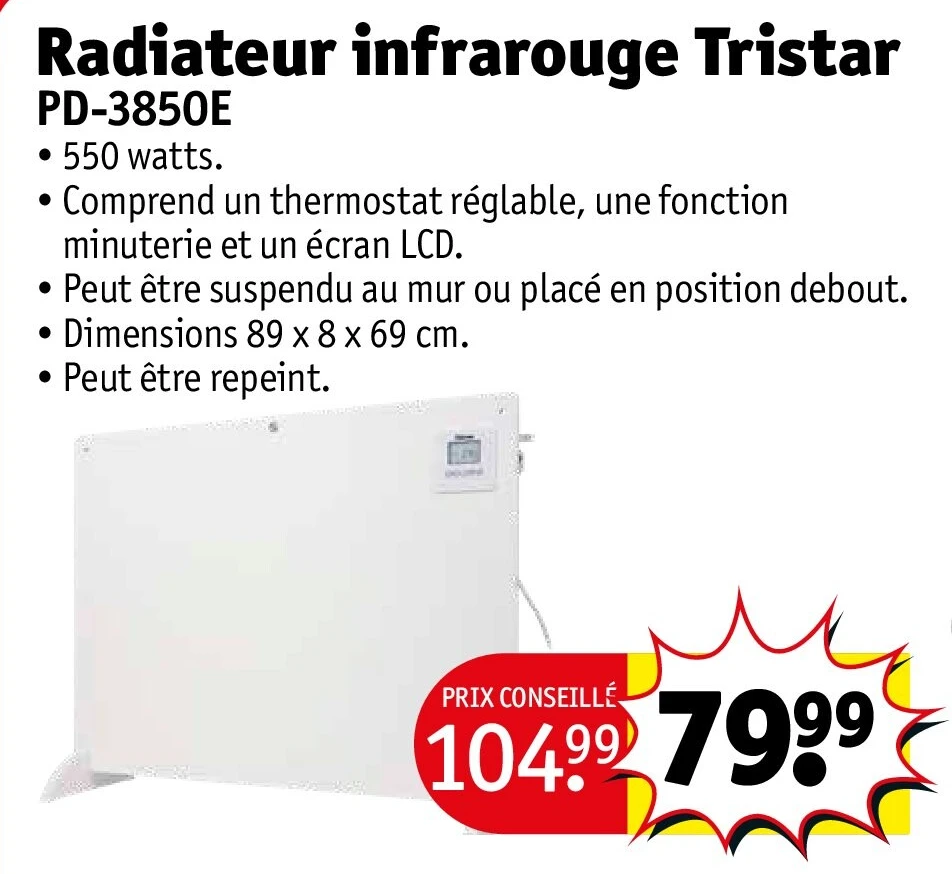 Radiateur infrarouge Tristar PD-3850E
