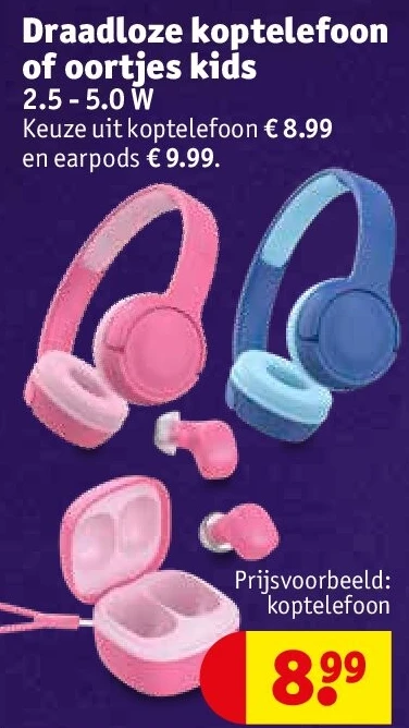 Draadloze koptelefoon of oortjes kids