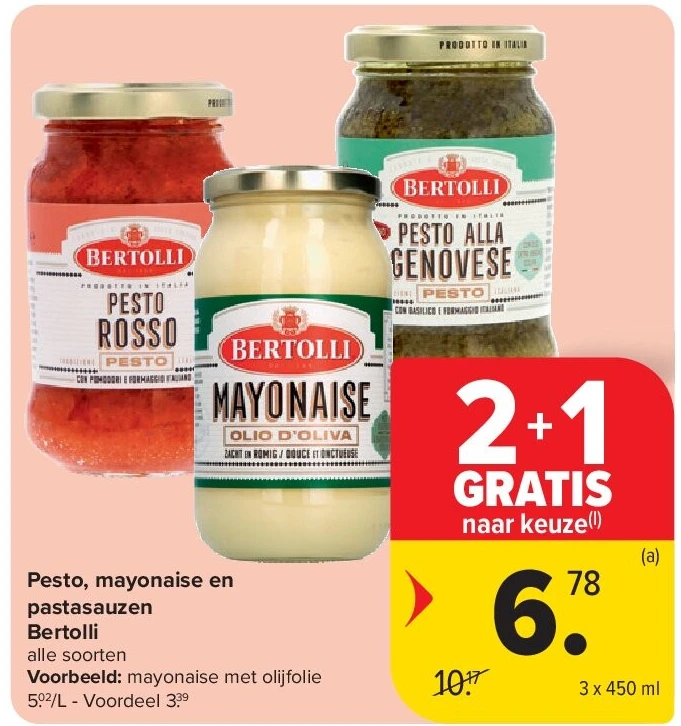 Pesto, mayonaise en pastasauzen Bertolli
