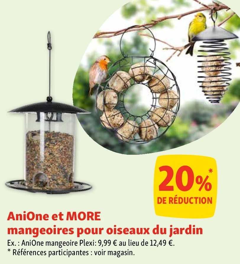 AniOne et MORE mangeoires pour oiseaux du jardin