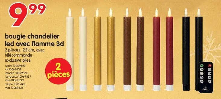 bougie chandelier led avec flamme 3d