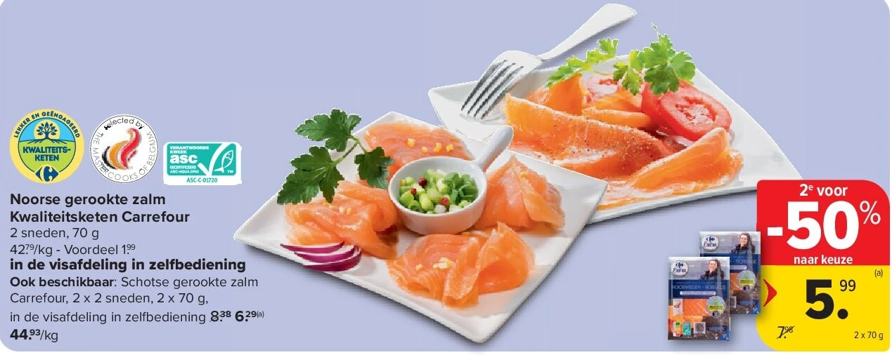 Noorse gerookte zalm Kwaliteitsketen Carrefour