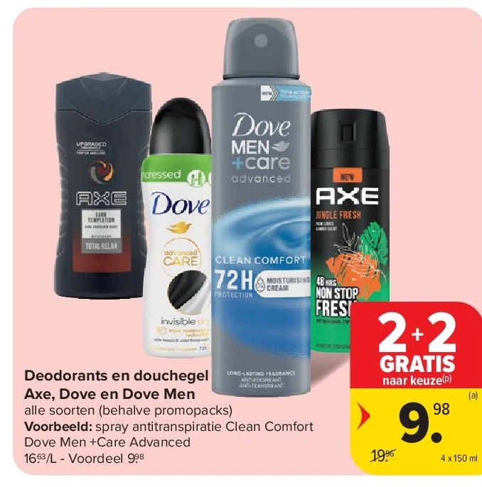 Deodorants en douchegel Axe, Dove en Dove Men